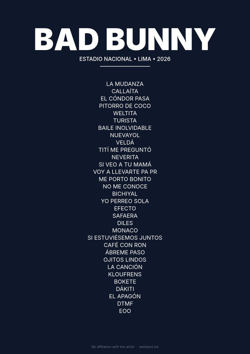 Bad Bunny Lima 2026 setlist poster preview