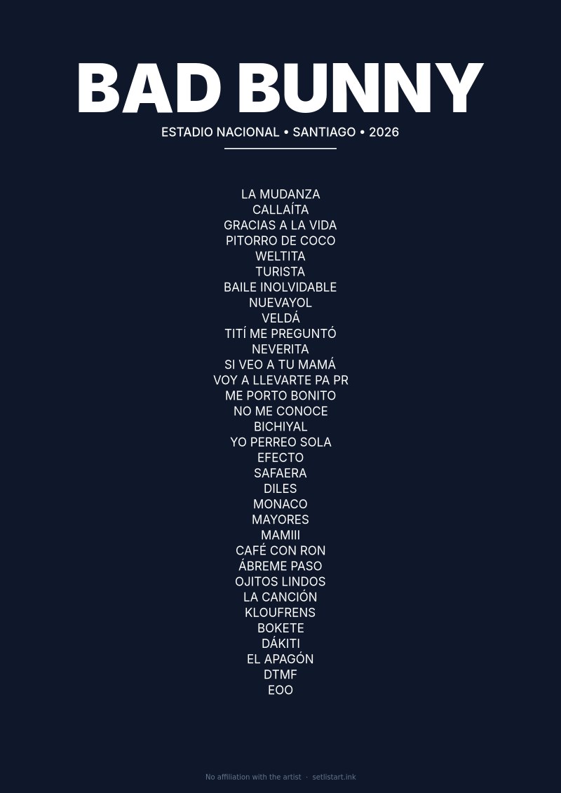 Bad Bunny Santiago 2026 setlist poster preview