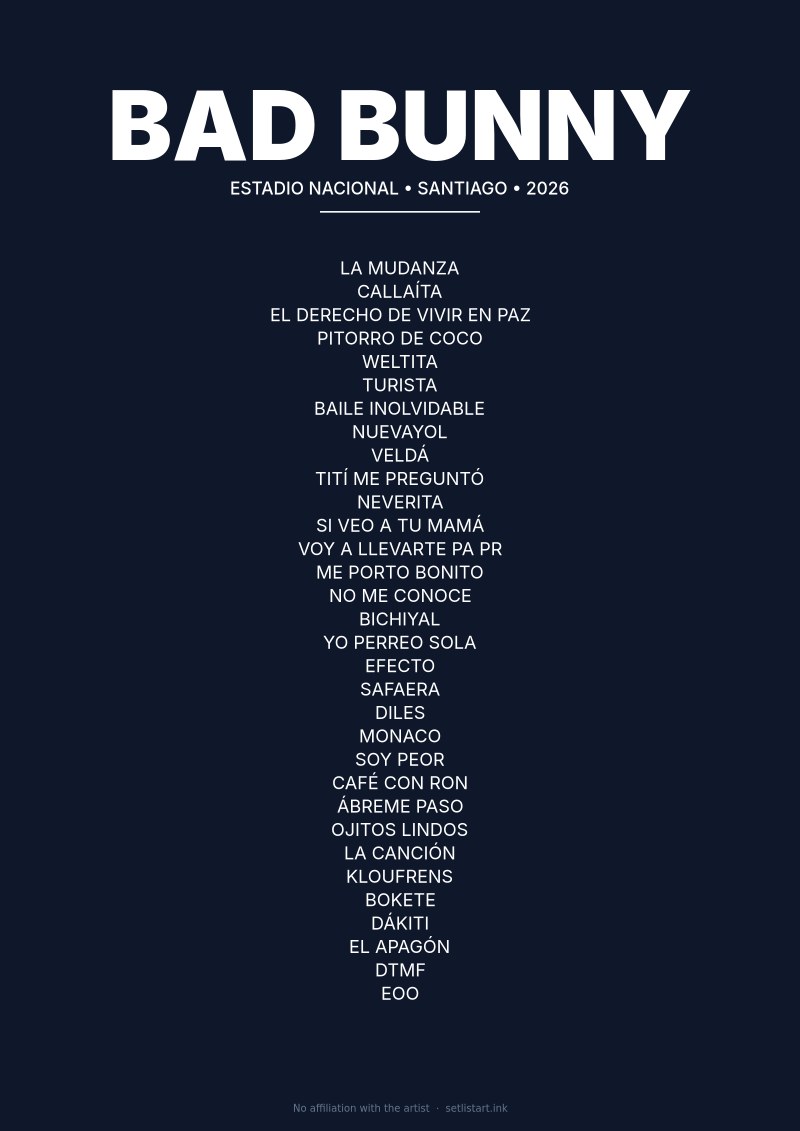 Bad Bunny Santiago 2026 setlist poster preview