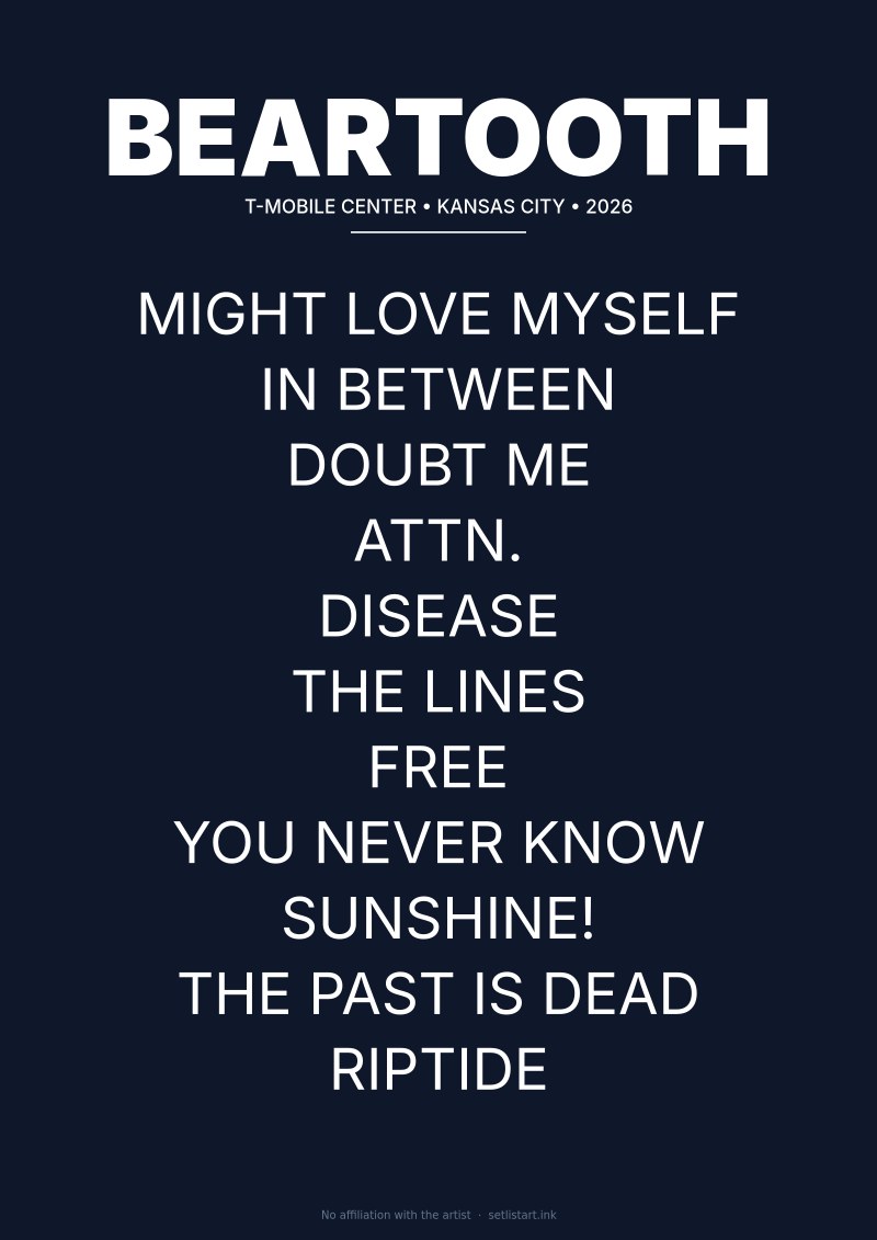 Beartooth Kansas City 2026 setlist poster preview