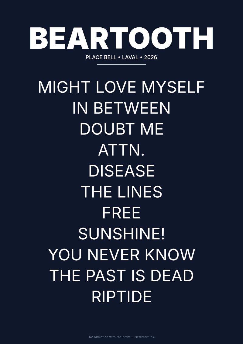 Beartooth Laval 2026 setlist poster preview
