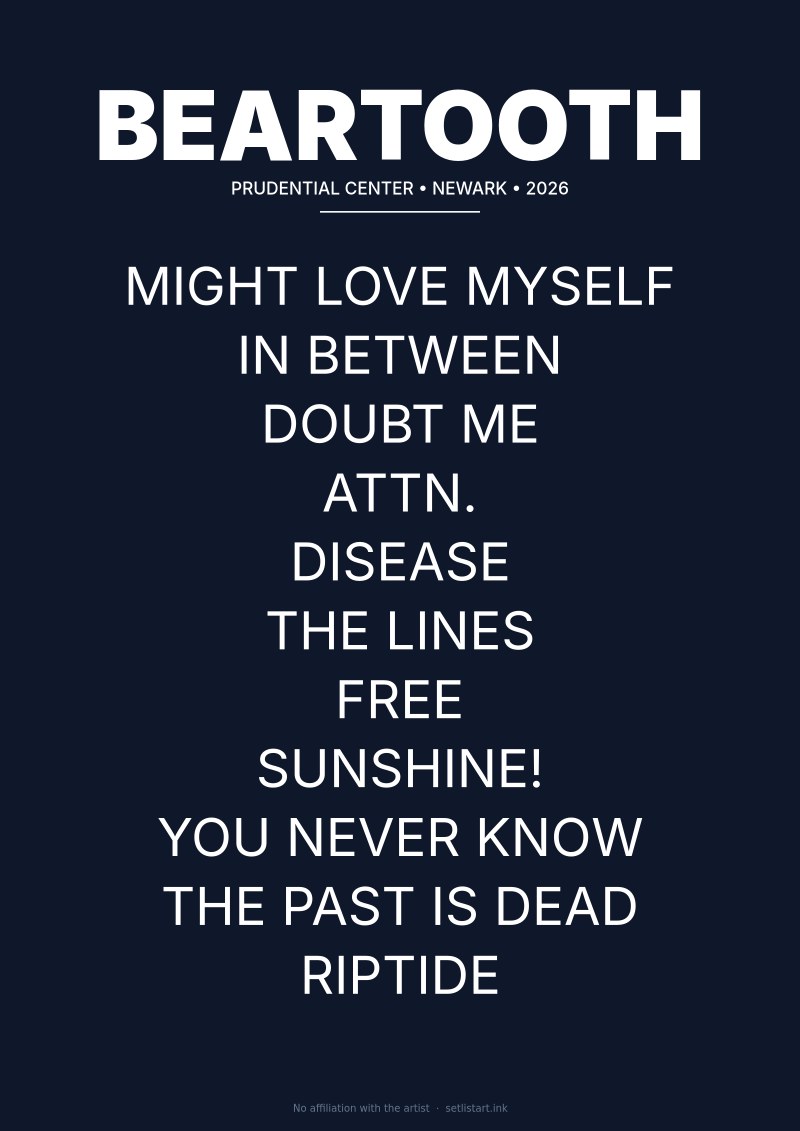 Beartooth Newark 2026 setlist poster preview
