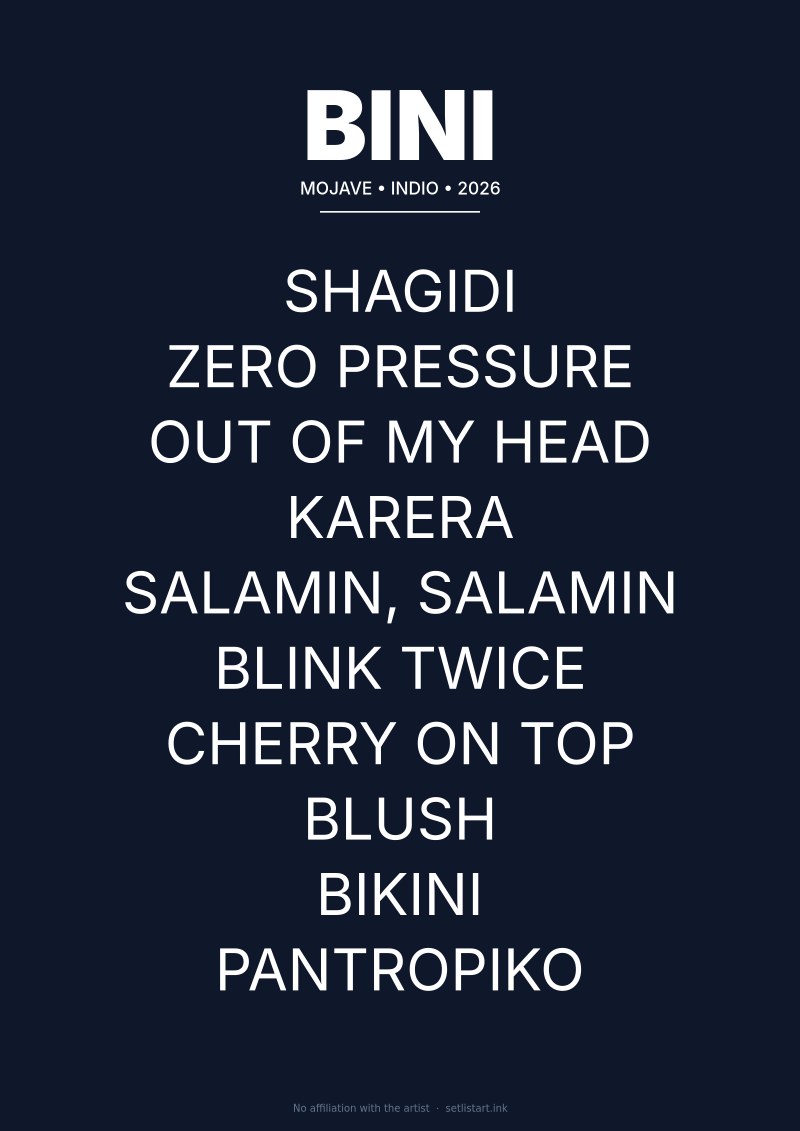 BINI Indio 2026 setlist poster preview