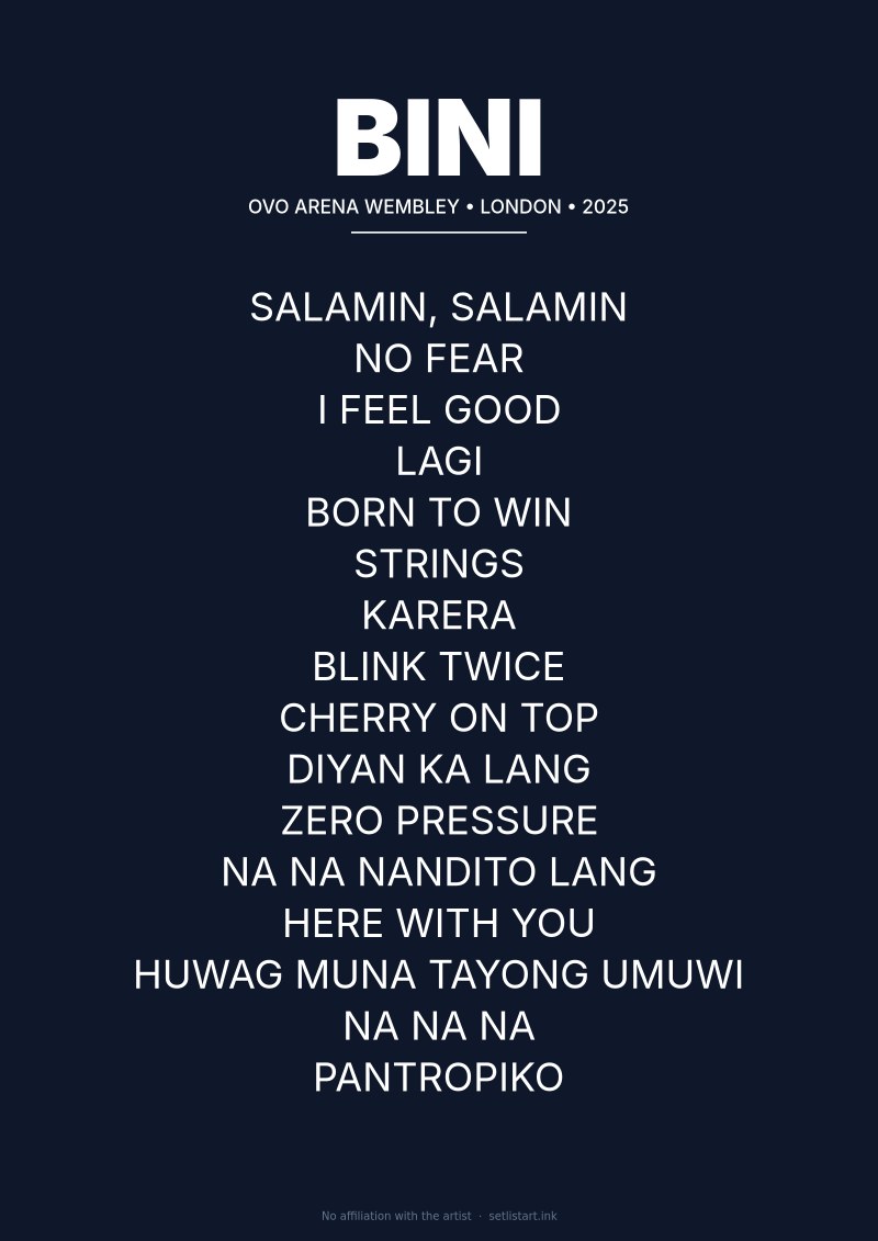 BINI London 2025 setlist poster preview