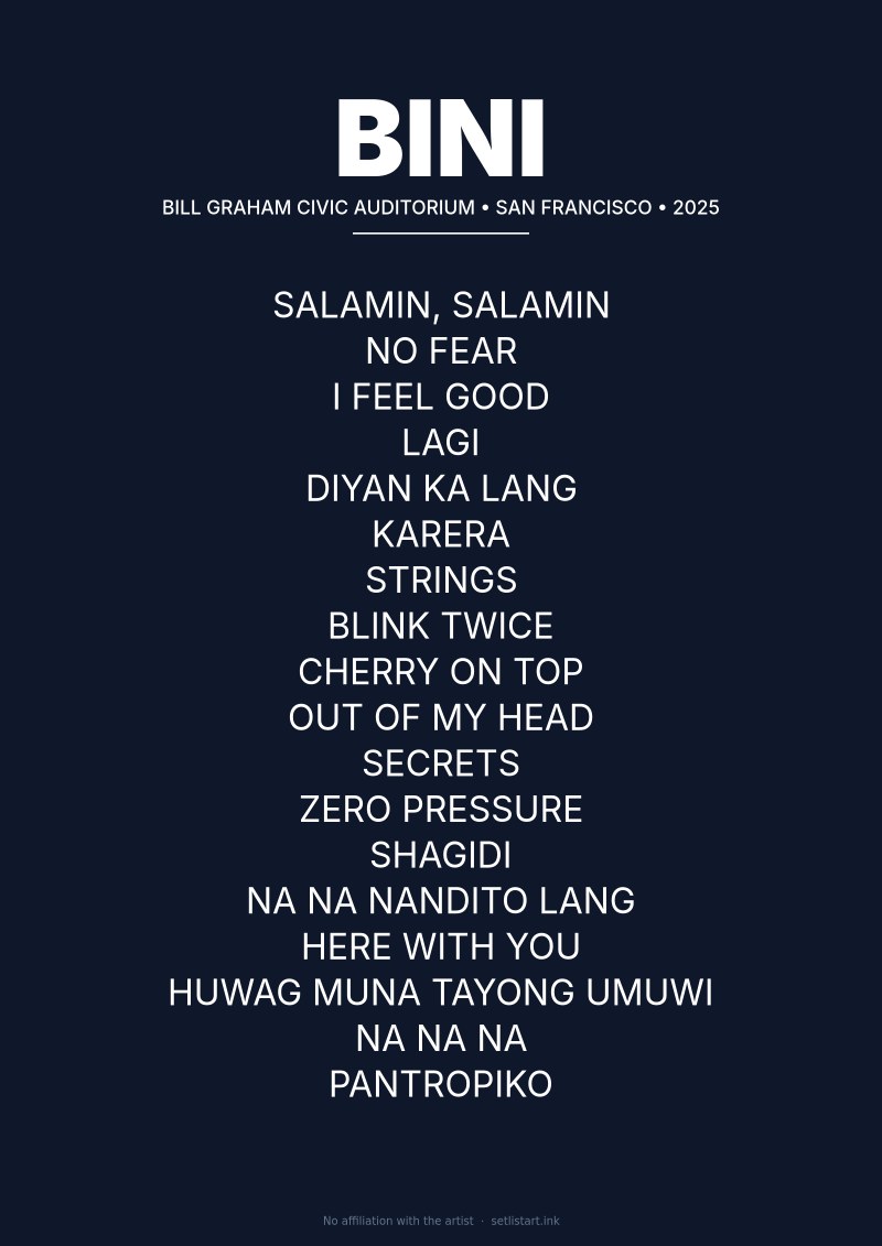 BINI San Francisco 2025 setlist poster preview