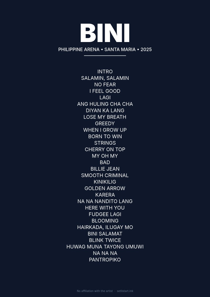 BINI Santa Maria 2025 setlist poster preview
