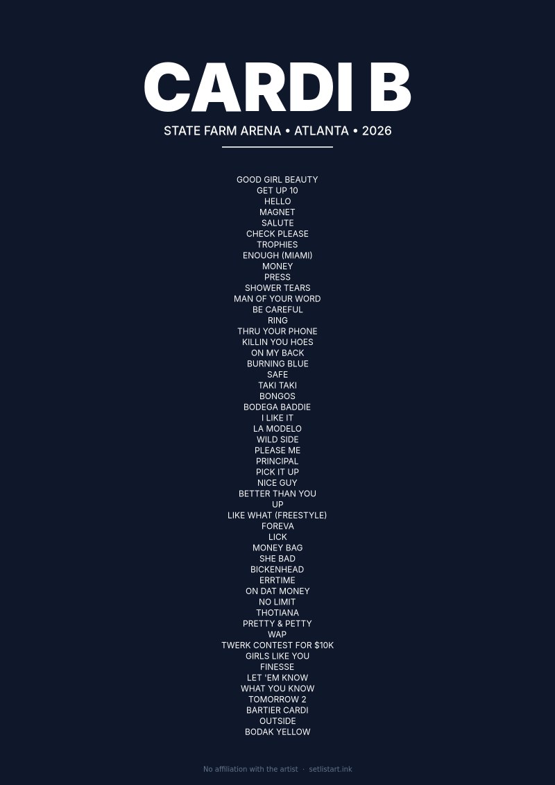 Cardi B Atlanta 2026 setlist poster preview