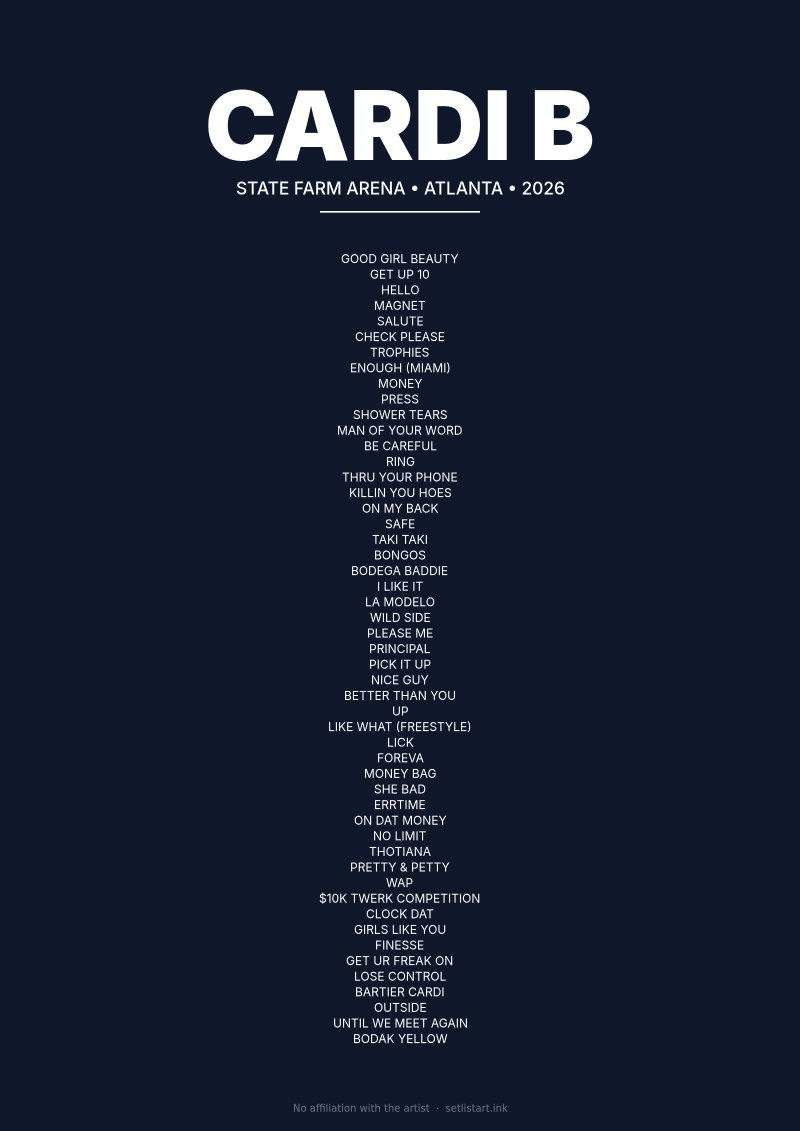 Cardi B Atlanta 2026 setlist poster preview
