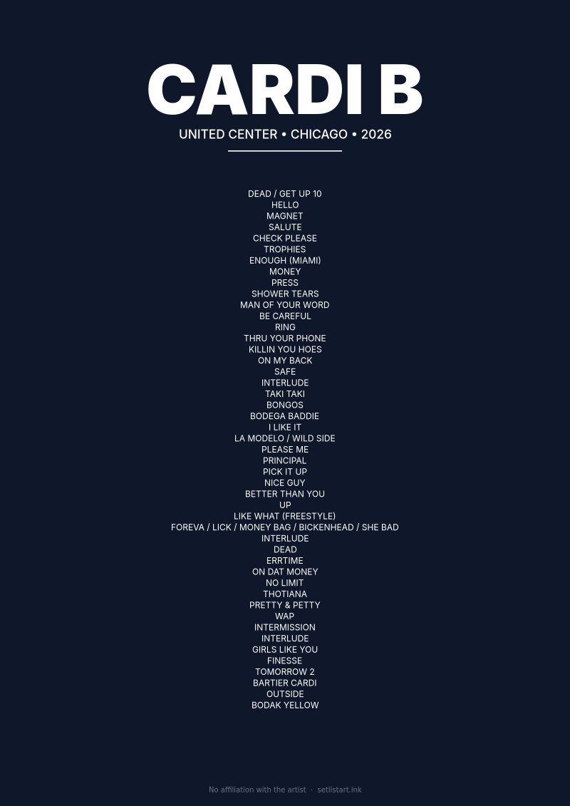 Cardi B Chicago 2026 setlist poster preview