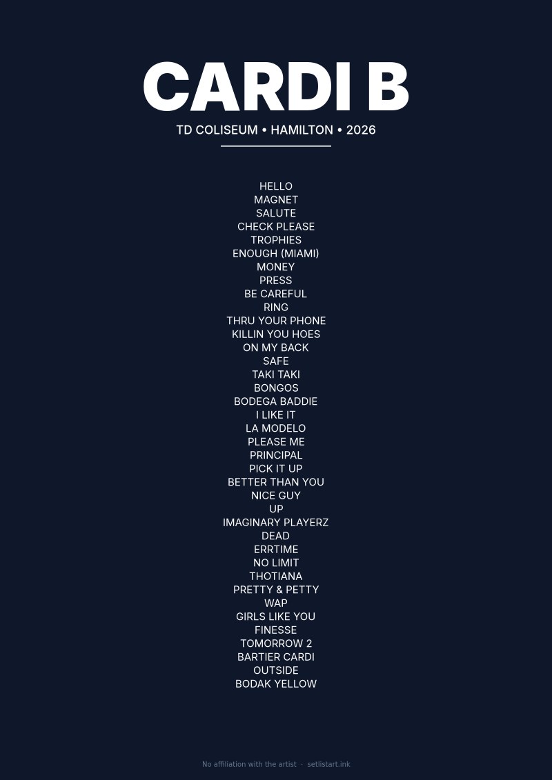Cardi B Hamilton 2026 setlist poster preview