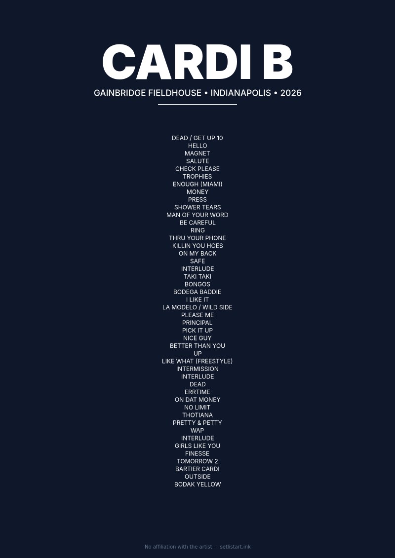Cardi B Indianapolis 2026 setlist poster preview