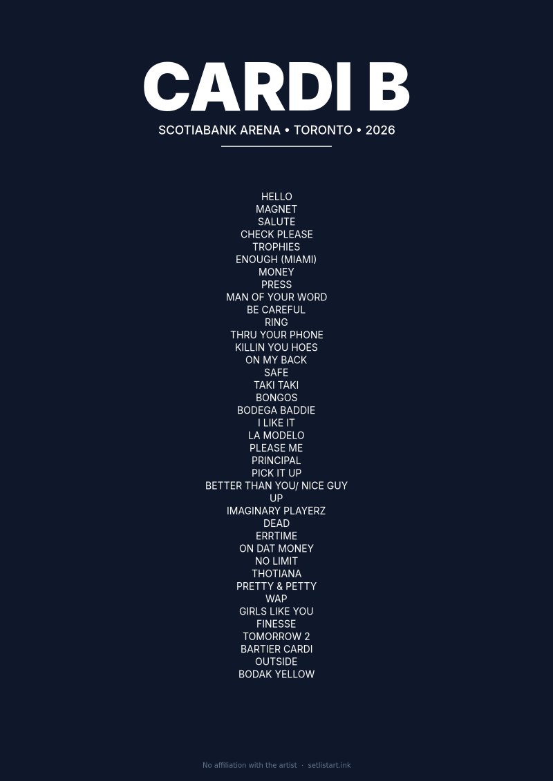 Cardi B Toronto 2026 setlist poster preview