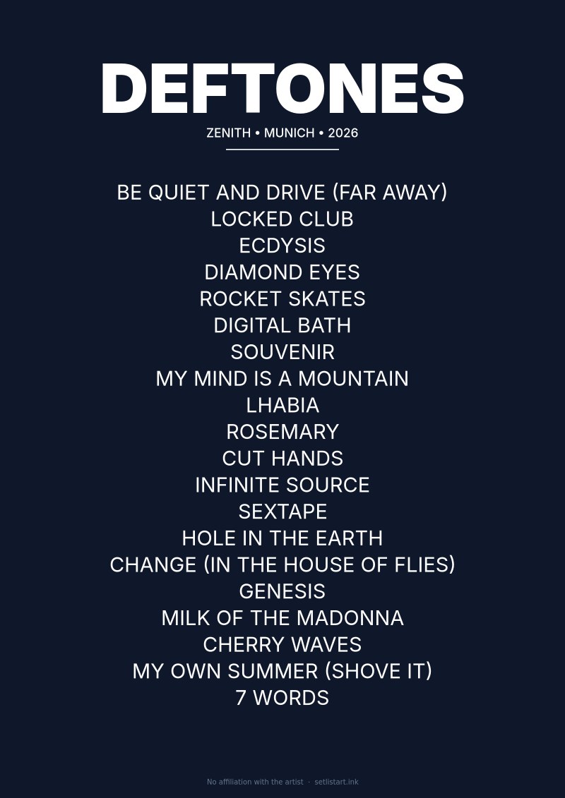 Deftones Munich 2026 setlist poster preview