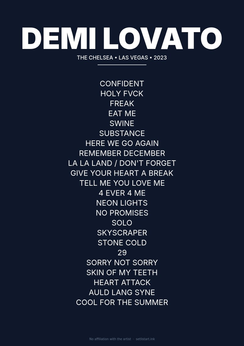 Demi Lovato Las Vegas 2023 setlist poster preview