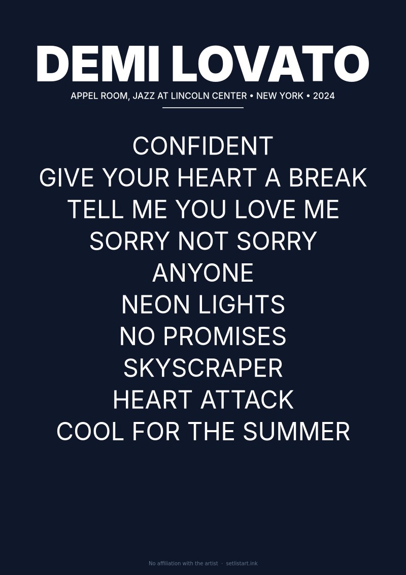 Demi Lovato New York 2024 setlist poster preview