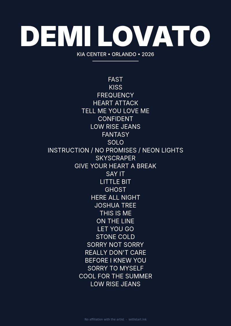 Demi Lovato Orlando 2026 setlist poster preview