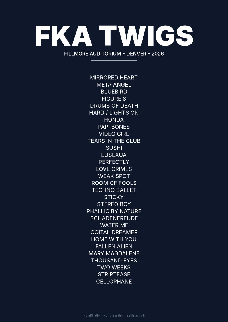 FKA Twigs Denver 2026 setlist poster preview
