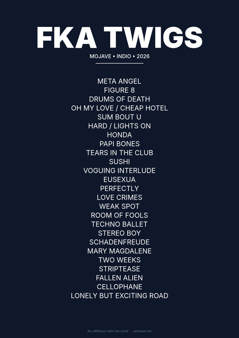 FKA Twigs Indio 2026 setlist poster preview