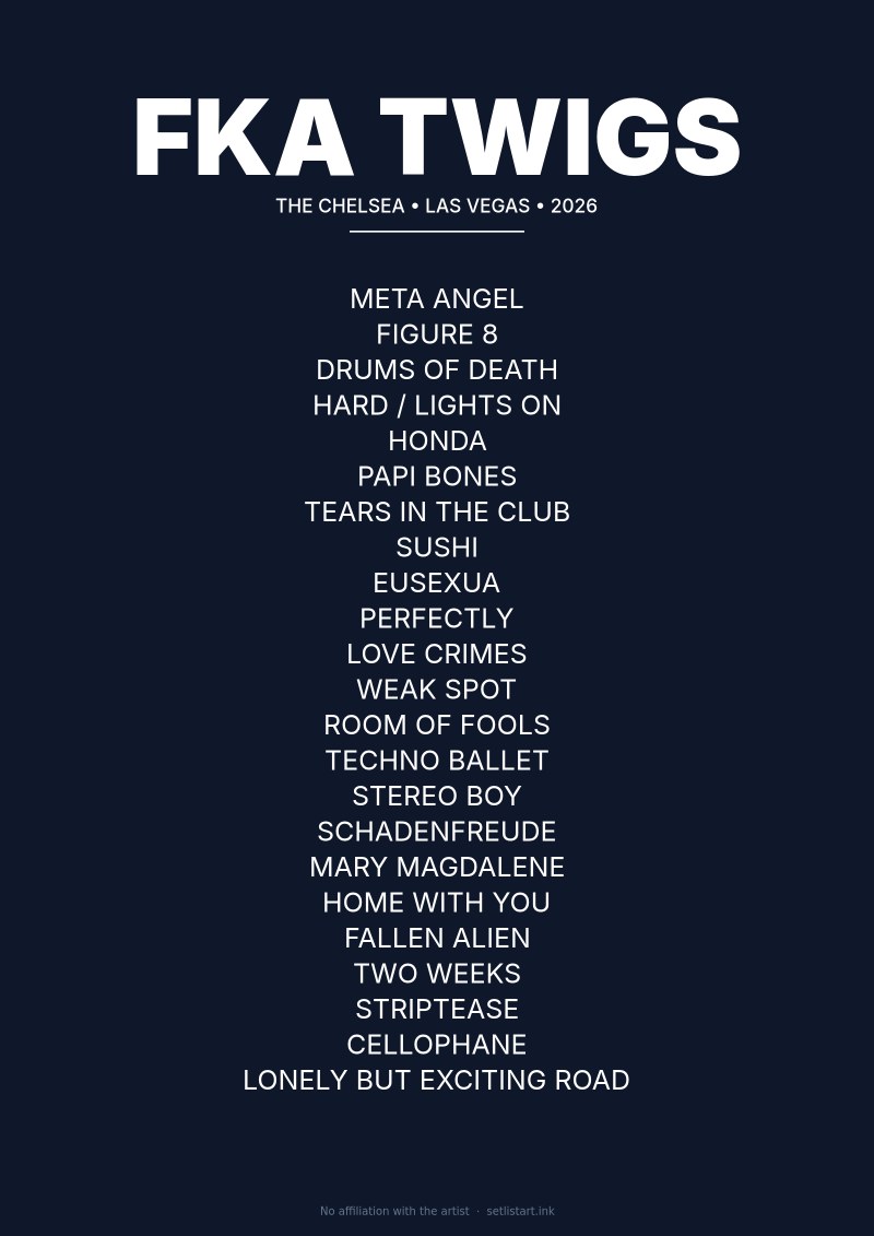 FKA Twigs Las Vegas 2026 setlist poster preview