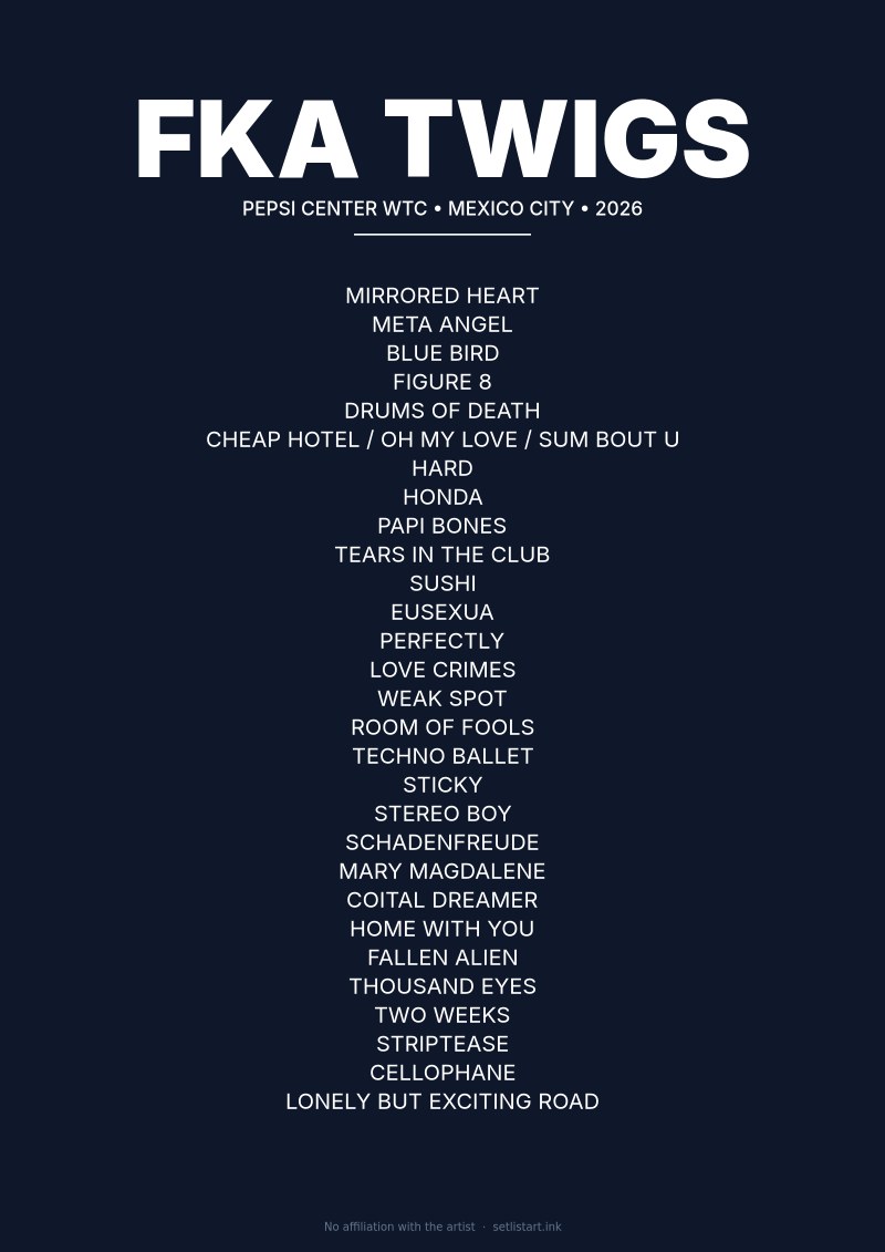 FKA Twigs Mexico City 2026 setlist poster preview