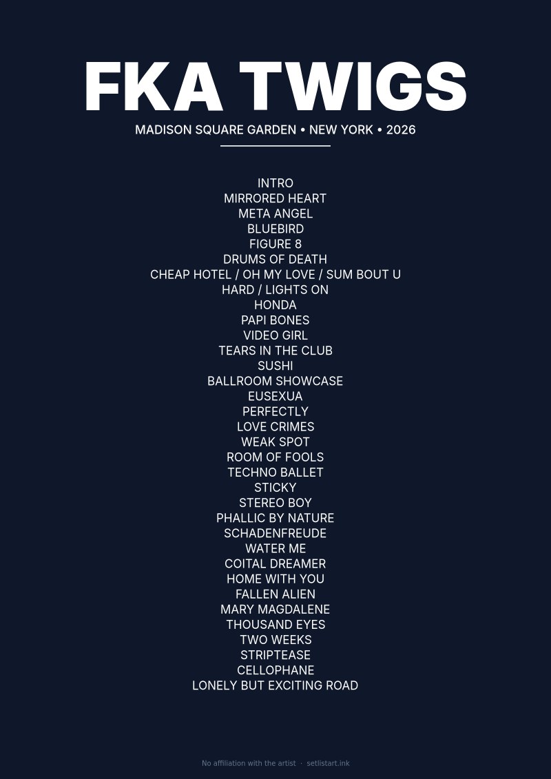 FKA Twigs New York 2026 setlist poster preview