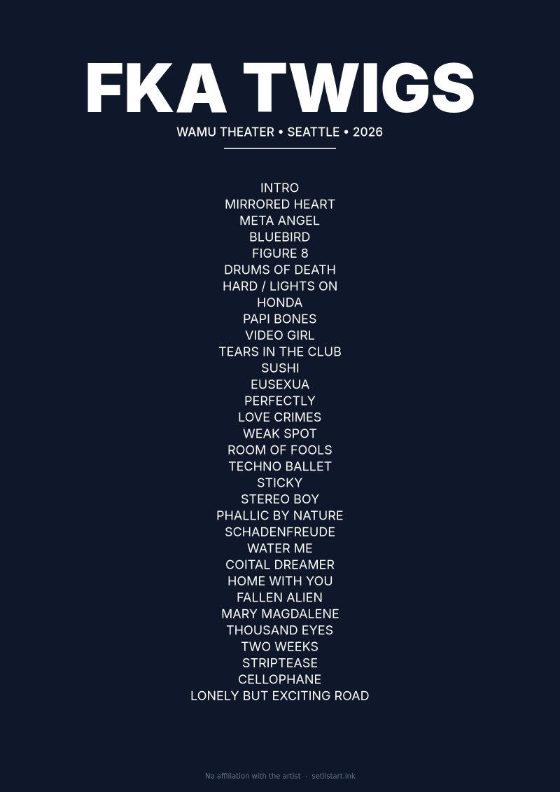 FKA Twigs Seattle 2026 setlist poster preview