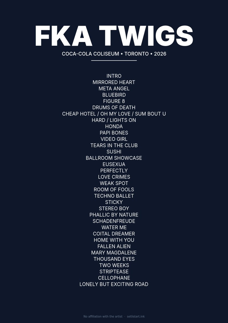 FKA Twigs Toronto 2026 setlist poster preview