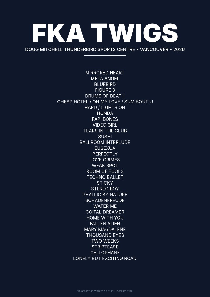FKA Twigs Vancouver 2026 setlist poster preview