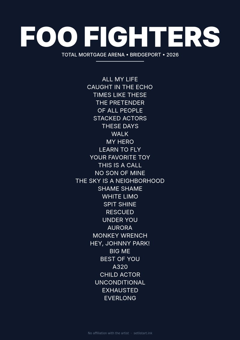 Foo Fighters Bridgeport 2026 setlist poster preview