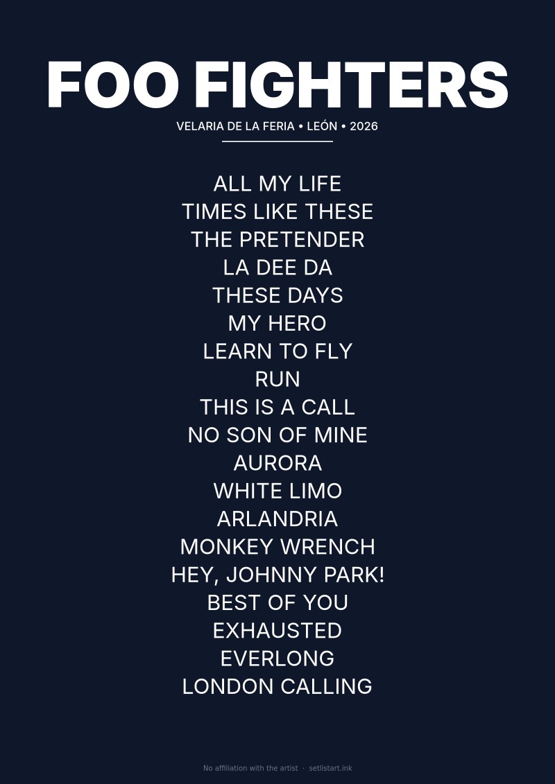 Foo Fighters León 2026 setlist poster preview