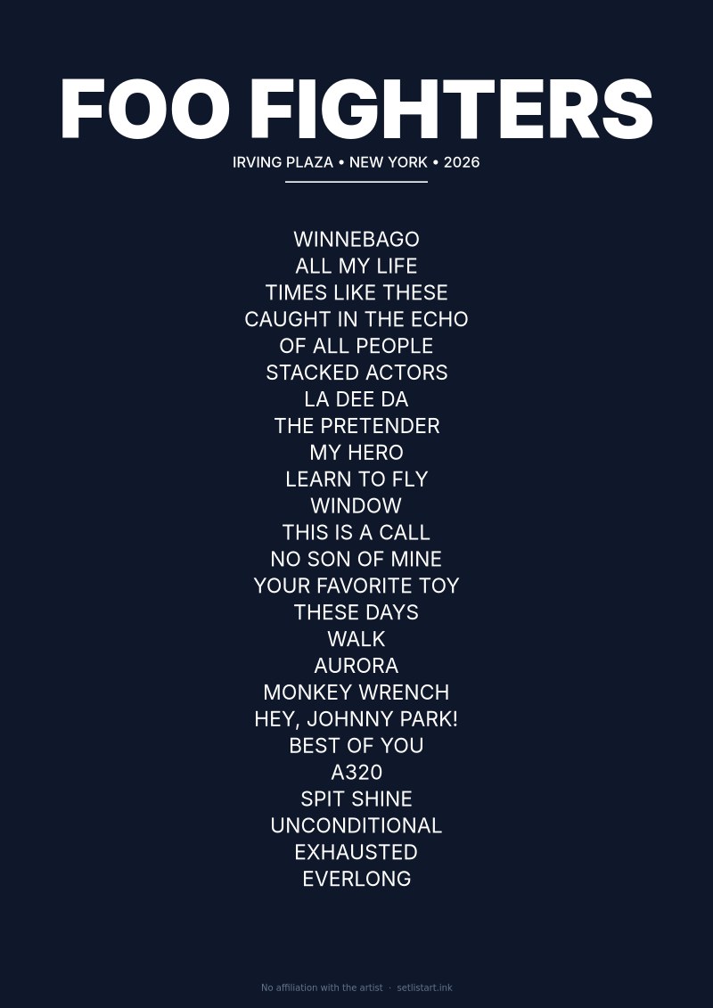 Foo Fighters New York 2026 setlist poster preview