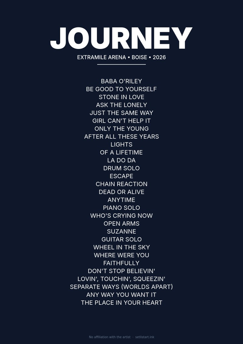 Journey Boise 2026 setlist poster preview