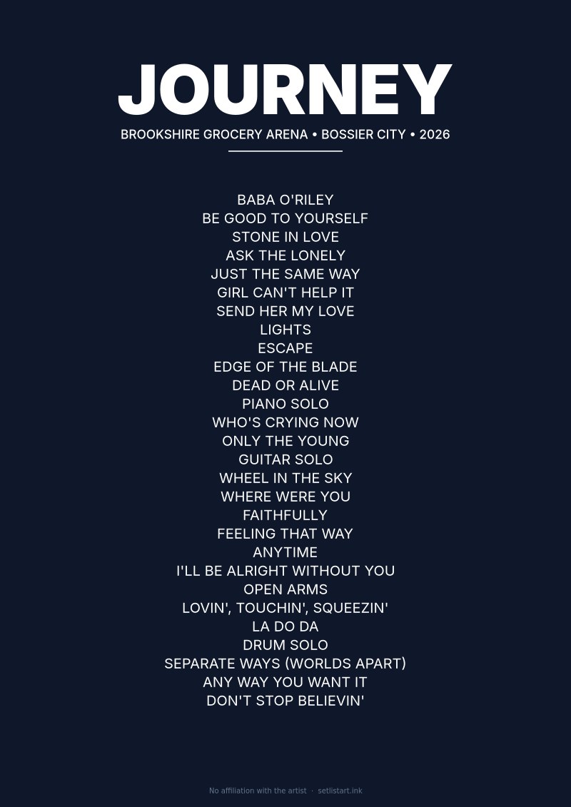 Journey Bossier City 2026 setlist poster preview