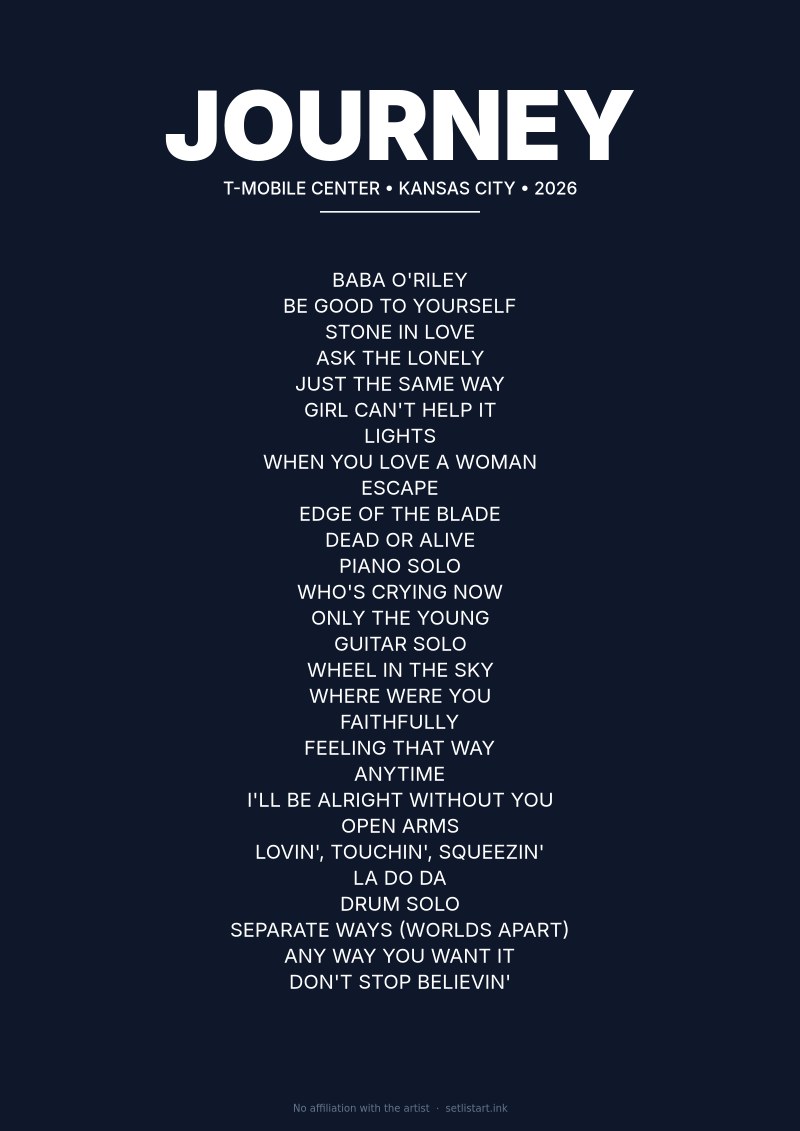 Journey Kansas City 2026 setlist poster preview