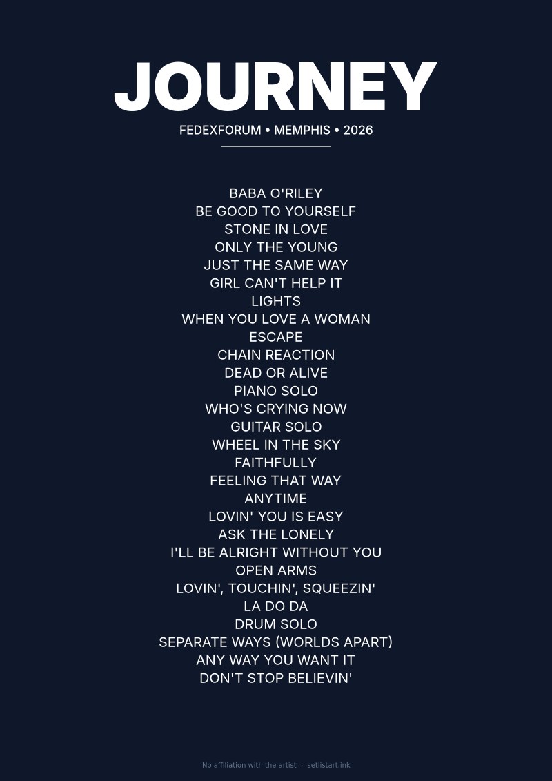 Journey Memphis 2026 setlist poster preview