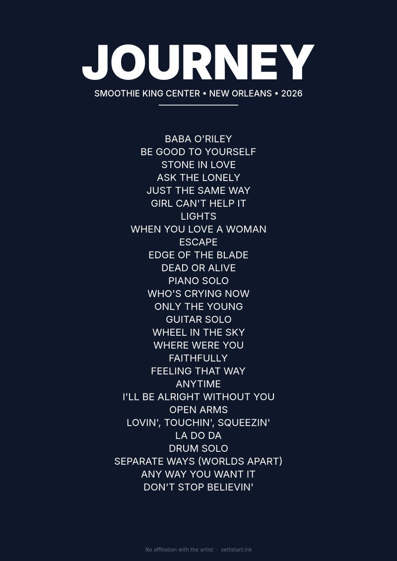 Journey New Orleans 2026 setlist poster preview