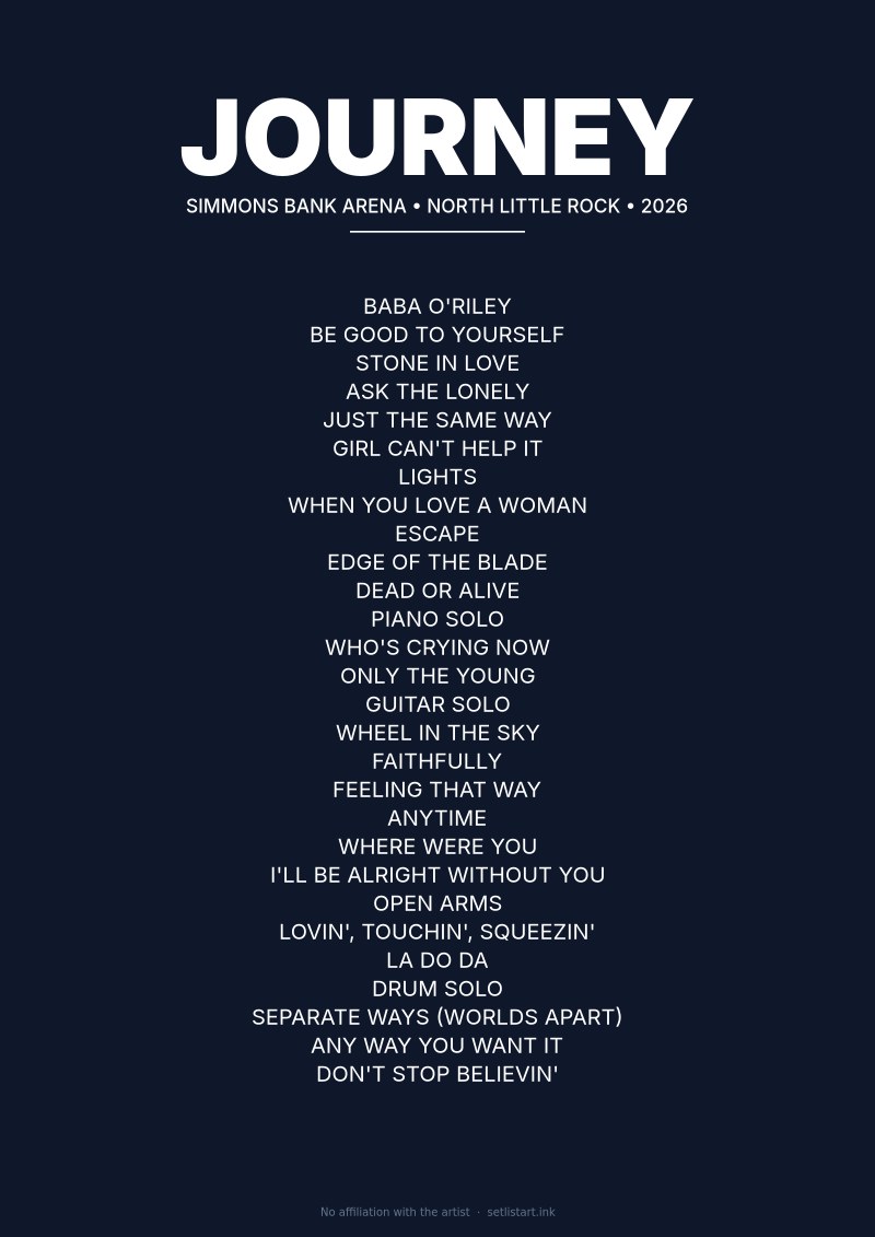 Journey North Little Rock 2026 setlist poster preview