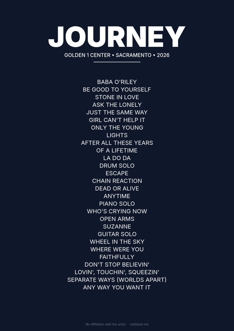 Journey Sacramento 2026 setlist poster preview