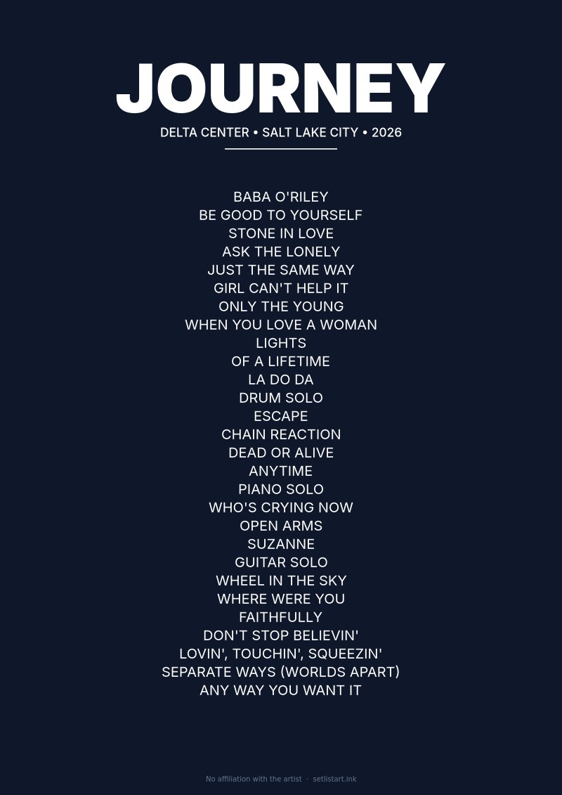 Journey Salt Lake City 2026 setlist poster preview