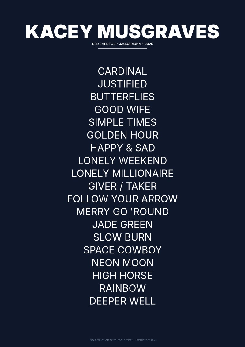 Kacey Musgraves Jaguariúna 2025 setlist poster preview