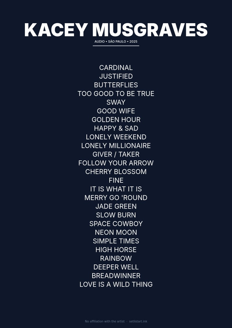 Kacey Musgraves São Paulo 2025 setlist poster preview