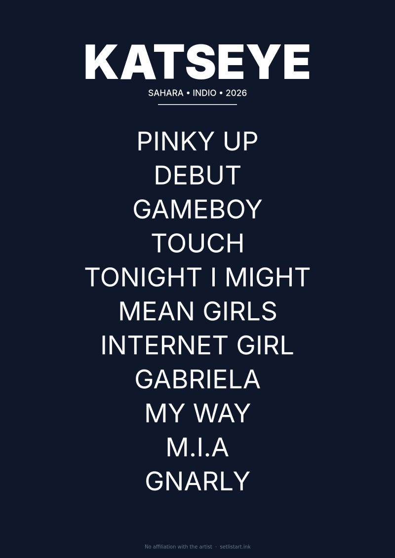 KATSEYE Indio 2026 setlist poster preview