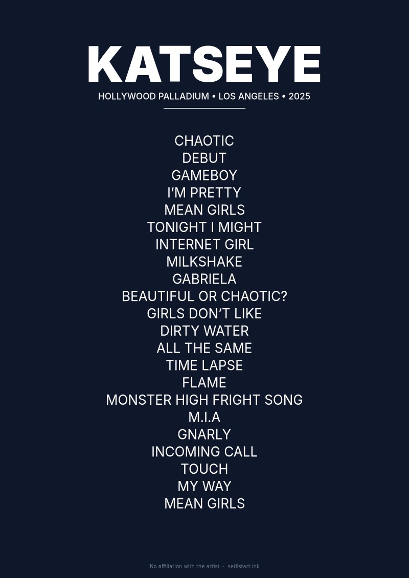 KATSEYE Los Angeles 2025 setlist poster preview