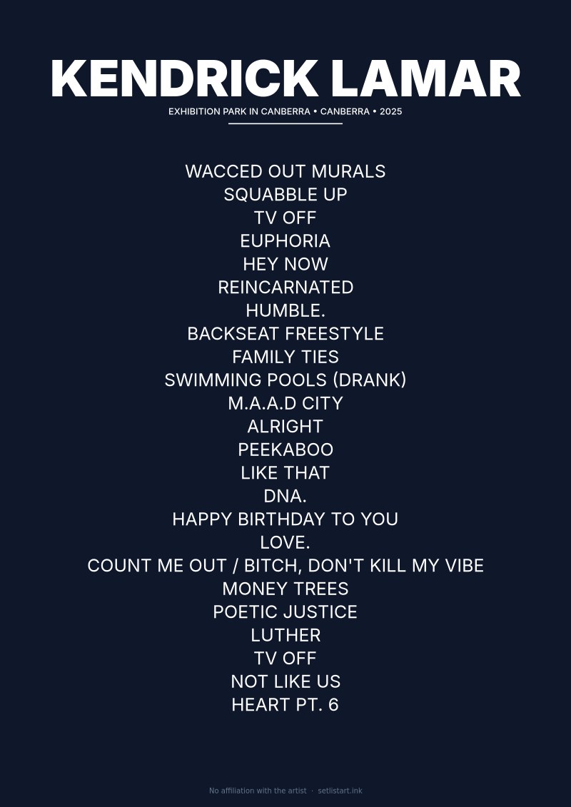 Kendrick Lamar Canberra 2025 setlist poster preview