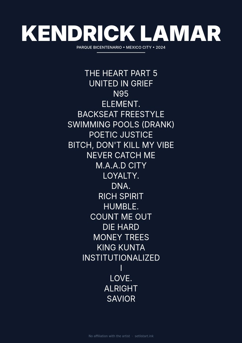 Kendrick Lamar Mexico City 2024 setlist poster preview