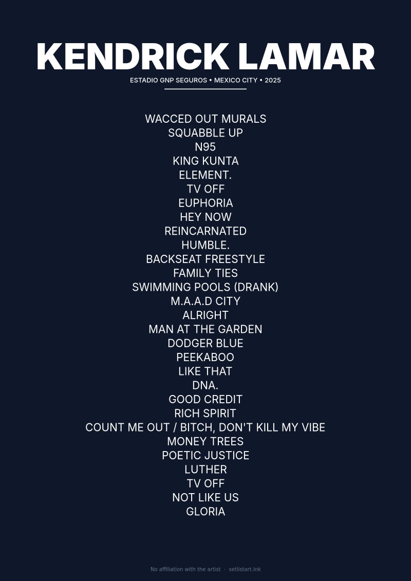 Kendrick Lamar Mexico City 2025 setlist poster preview