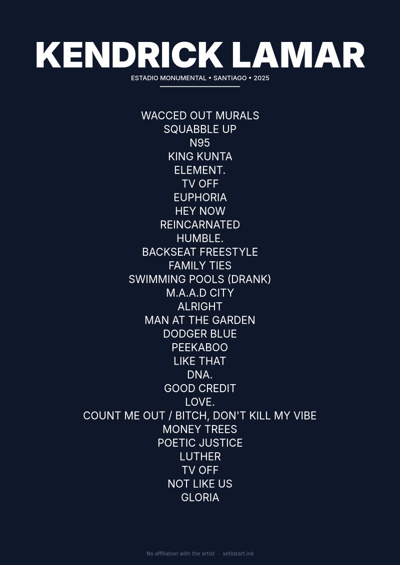 Kendrick Lamar Santiago 2025 setlist poster preview