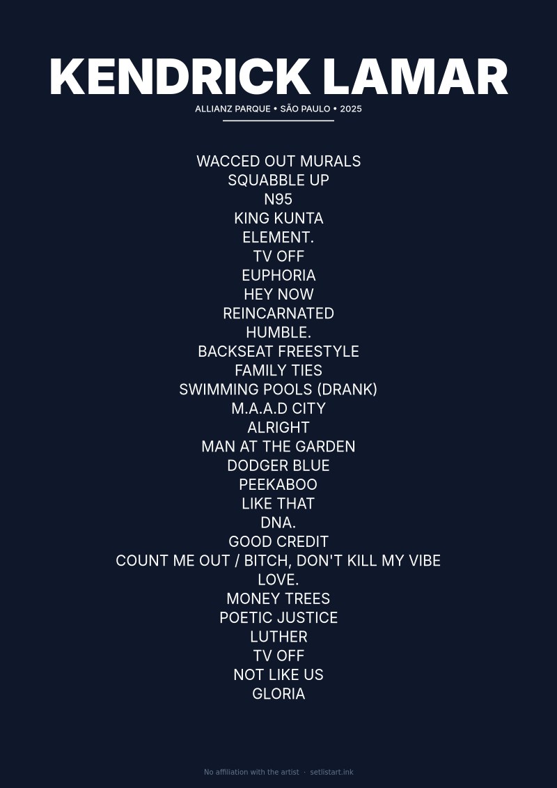 Kendrick Lamar São Paulo 2025 setlist poster preview