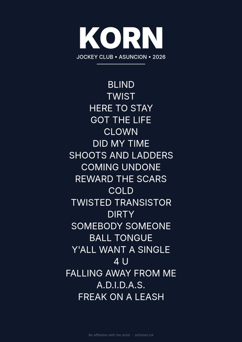 Korn Asuncion Paraguay 2026 setlist poster