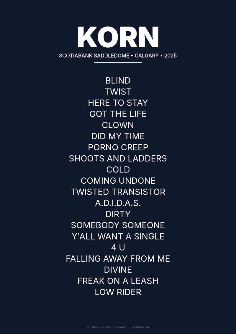 Korn Calgary 2025 setlist poster preview